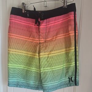 Hurley Pink and Gray Striped Shorts